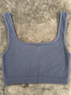Cotton On Abbie Seamless Micro Crop Tank, Blue Gray, XS/S
